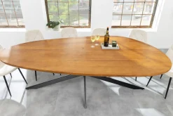 Massivholz Esstisch ORGANIC ARTWORK 240cm braun honey finish Akazie oval