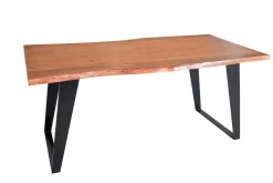 Massivholz Esstisch ORGANIC ARTWORK 180cm Akazie Industrial Design Eisengestell Baumkante