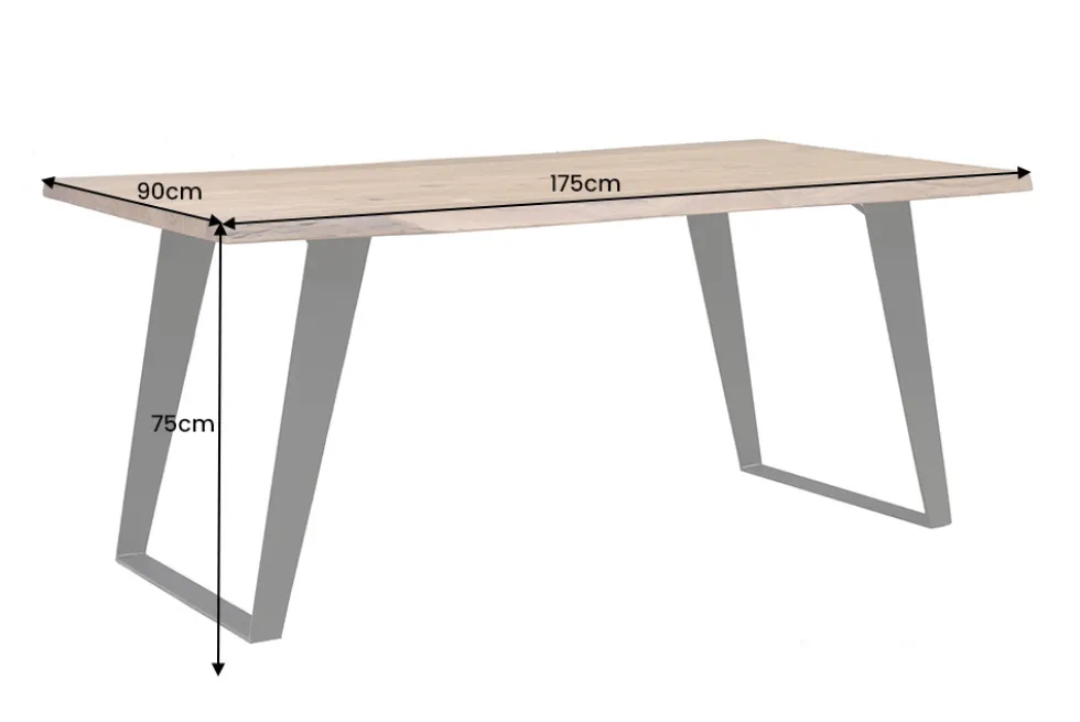 Massivholz Esstisch ORGANIC ARTWORK 180cm Akazie Industrial Design Eisengestell Baumkante