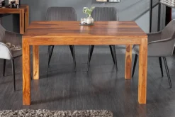 Massivholz Esstisch PURE 120cm braun Sheeshamholz stone finish einzigartige Maserung