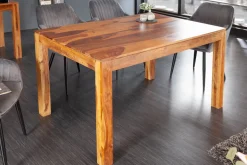Massivholz Esstisch PURE 120cm braun Sheeshamholz stone finish einzigartige Maserung