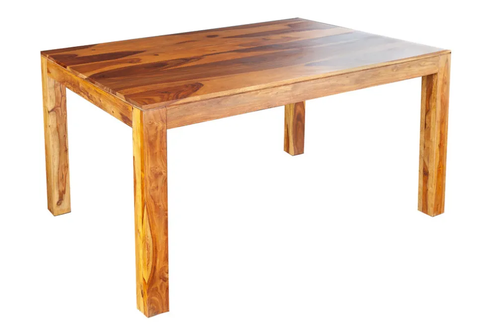 Massivholz Esstisch PURE 120cm braun Sheeshamholz stone finish einzigartige Maserung