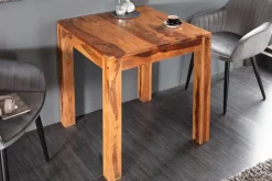 Massivholz Esstisch PURE 70cm braun Sheesham stone finish Bistrotisch quadratisch