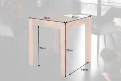 Massivholz Esstisch PURE 70cm braun Sheesham stone finish Bistrotisch quadratisch