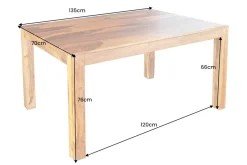 Massivholz Esstisch PURE 135cm braun Sheeshamholz stone finish einzigartige Maserung