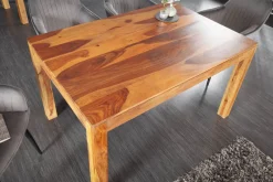 Massivholz Esstisch PURE 135cm braun Sheeshamholz stone finish einzigartige Maserung