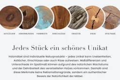 Massivholz Esstisch SCORPION 160cm braun Akazie schwarze Metallbeine Hairpin Legs Retro