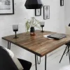 Massivholz Esstisch SCORPION 70cm vintage braun Akazie schwarze Metallbeine Hairpin Legs