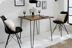 Massivholz Esstisch SCORPION 70cm vintage braun Akazie schwarze Metallbeine Hairpin Legs