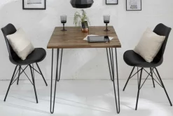 Massivholz Esstisch SCORPION 70cm vintage braun Akazie schwarze Metallbeine Hairpin Legs