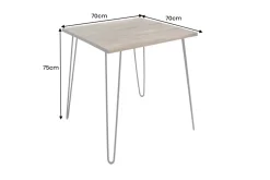 Massivholz Esstisch SCORPION 70cm vintage braun Akazie schwarze Metallbeine Hairpin Legs