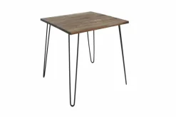 Massivholz Esstisch SCORPION 70cm vintage braun Akazie schwarze Metallbeine Hairpin Legs