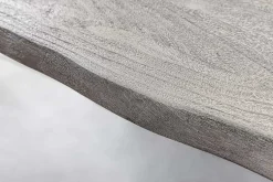 Massivholz Esstisch SCORPION 140cm grau Akazie Baumkante schwarze Metallbeine Hairpin Legs