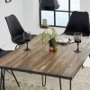 Massivholz Esstisch SCORPION 120cm braun Akazie schwarze Metallbeine Hairpin Legs Retro