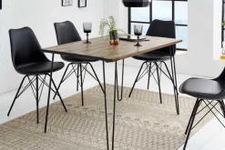 Massivholz Esstisch SCORPION 120cm braun Akazie schwarze Metallbeine Hairpin Legs Retro