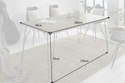 Massivholz Esstisch SCORPION 180cm braun Akazie schwarze Metallbeine Hairpin Legs Retro