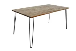 Massivholz Esstisch SCORPION 180cm braun Akazie schwarze Metallbeine Hairpin Legs Retro
