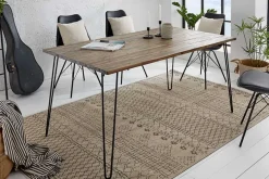 Massivholz Esstisch SCORPION 180cm braun Akazie schwarze Metallbeine Hairpin Legs Retro