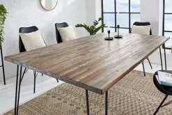 Massivholz Esstisch SCORPION 180cm braun Akazie schwarze Metallbeine Hairpin Legs Retro