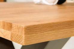 Massivholz Esstisch THOR 200cm natur Wildeiche geölt graues X-Gestell Metall Industrial Design