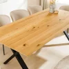 Massivholz Esstisch WILD OAK 200cm natur Wildeiche Schweizer Kante X-Gestell