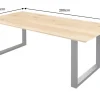 Massivholz Esstisch WILD OAK 200cm natur Wildeiche Schweizer Kante Metall U-Gestell