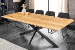 Massivholz Esstisch WILD OAK 200cm natur Wildeiche Schweizer Kante Sterngestell