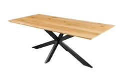 Massivholz Esstisch WILD OAK 200cm natur Wildeiche Schweizer Kante Sterngestell