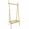 Massivholz Garderobe ZEN-BO 160cm natur Bambus Kleiderstange mit Ablage