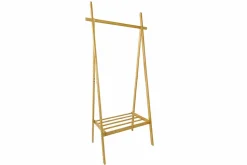 Massivholz Garderobe ZEN-BO 160cm natur Bambus Kleiderstange mit Ablage