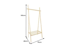 Massivholz Garderobe ZEN-BO 160cm natur Bambus Kleiderstange mit Ablage