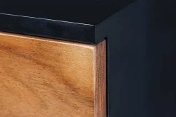 Massivholz Highboard GRAND ACACIA 120cm braun Akazie mit LED-Beleuchtung Baumkante