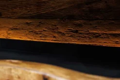 Massivholz Highboard GRAND ACACIA 120cm braun Akazie mit LED-Beleuchtung Baumkante