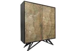 Massivholz Highboard MOUNTAIN SOUL 120cm grau grün marmoriert Steinfurnier Akazie