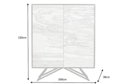 Massivholz Highboard MOUNTAIN SOUL 120cm echter Naturstein weiß Akazie Schrank Marmor-Design