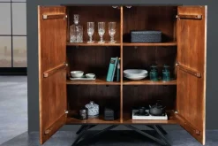 Massivholz Highboard MOUNTAIN SOUL 120cm echter Naturstein Akazie Schrank