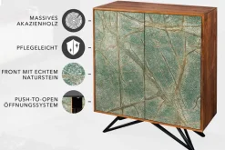 Massivholz Highboard MOUNTAIN SOUL 120cm echter Naturstein Akazie Schrank