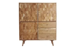 Massivholz Highboard MYSTIC LIVING 140cm Akazie natur 3D-Oberfläche