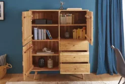 Massivholz Highboard MYSTIC LIVING 140cm Akazie natur 3D-Oberfläche