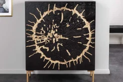 Massivholz Highboard THE CIRCLE 120cm schwarz gold Mango Metall Retro
