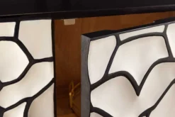 Massivholz Highboard VULCANO 120cm weiß schwarz Mangoholz mit 3D Schnitzereien handmade Metallgestell gold