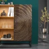Massivholz Highboard ZEN CIRCLES 120cm dunkelbraun Mangoholz 3D-Design
