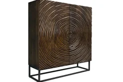 Massivholz Highboard ZEN CIRCLES 120cm dunkelbraun Mangoholz 3D-Design
