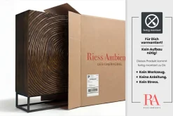 Massivholz Highboard ZEN CIRCLES 120cm dunkelbraun Mangoholz 3D-Design
