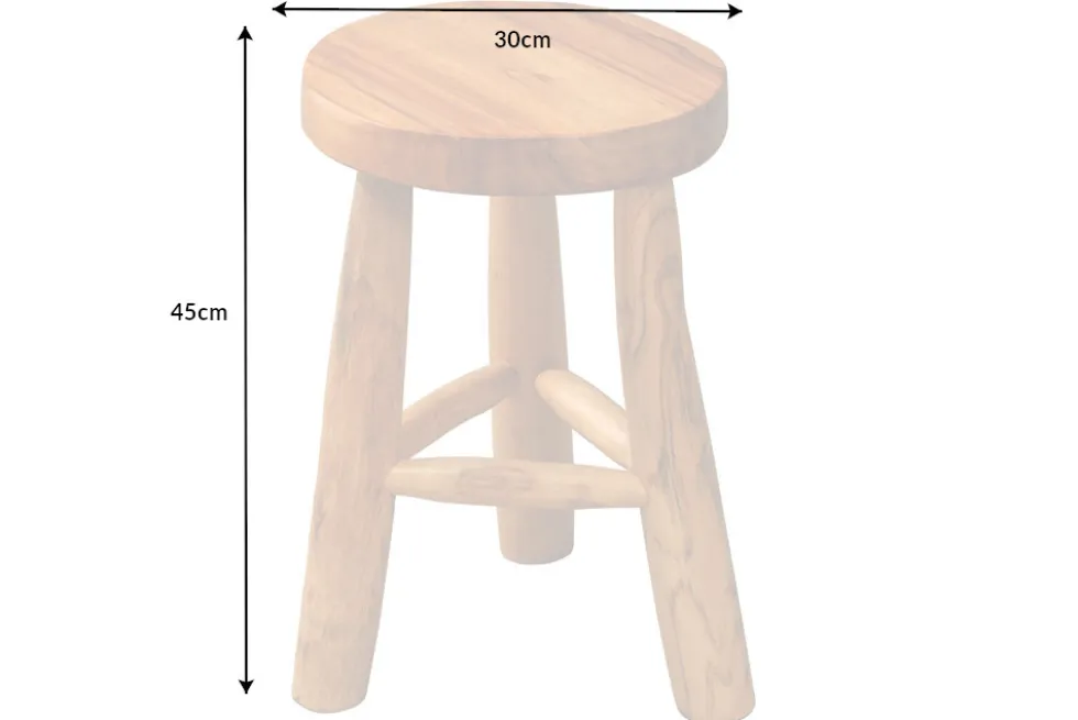 Massivholz Hocker BALI 45cm natur rund Teakholz Beistelltisch Sitzhocker Nachttisch