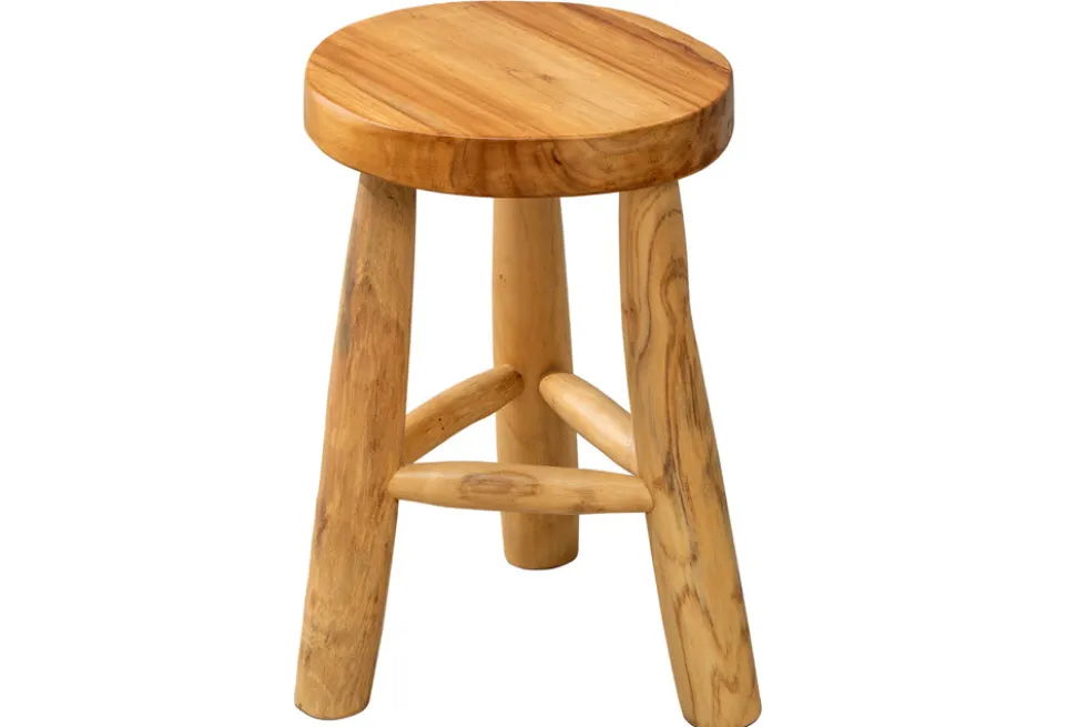 Massivholz Hocker BALI 45cm natur rund Teakholz Beistelltisch Sitzhocker Nachttisch