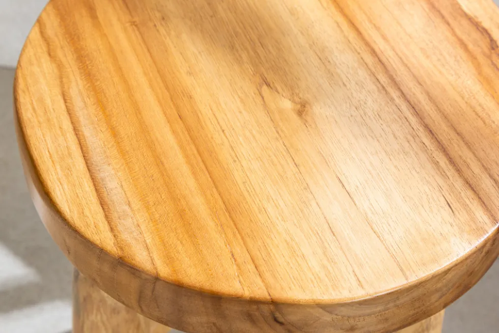 Massivholz Hocker BALI 45cm natur rund Teakholz Beistelltisch Sitzhocker Nachttisch