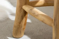 Massivholz Hocker BALI 45cm natur rund Teakholz Beistelltisch Sitzhocker Nachttisch