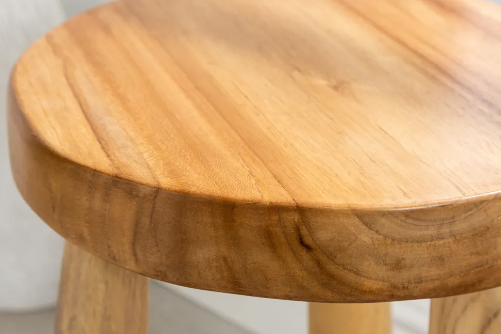 Massivholz Hocker BALI 45cm natur rund Teakholz Beistelltisch Sitzhocker Nachttisch