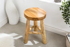 Massivholz Hocker BALI 45cm natur rund Teakholz Beistelltisch Sitzhocker Nachttisch